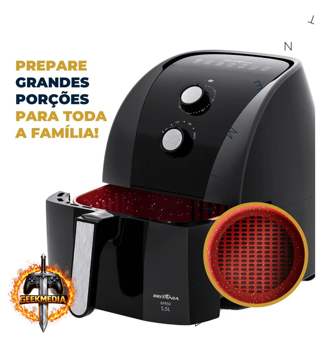Britânia Air Fryer 5,5L 1500W BFR50 Redstone