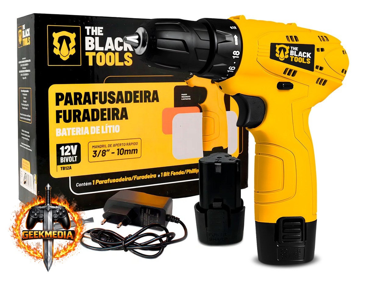 Parafusadeira Furadeira The Black Tools TB12A 3/8 a Bateria