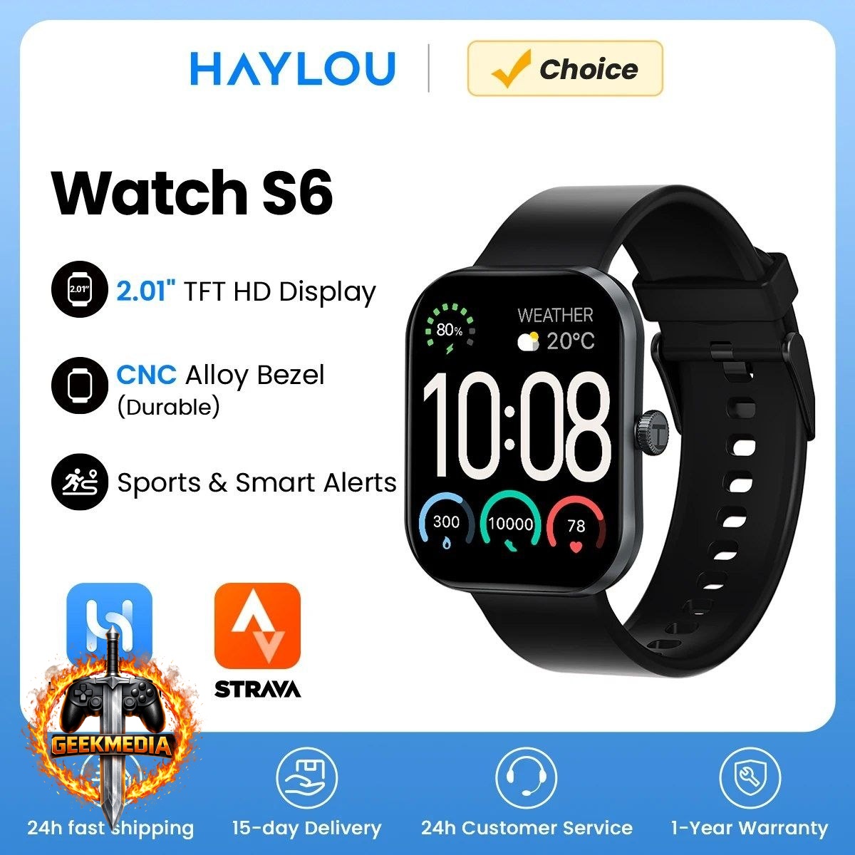 Smartwatch HAYLOU S6 IP68 2.01" HD Display
