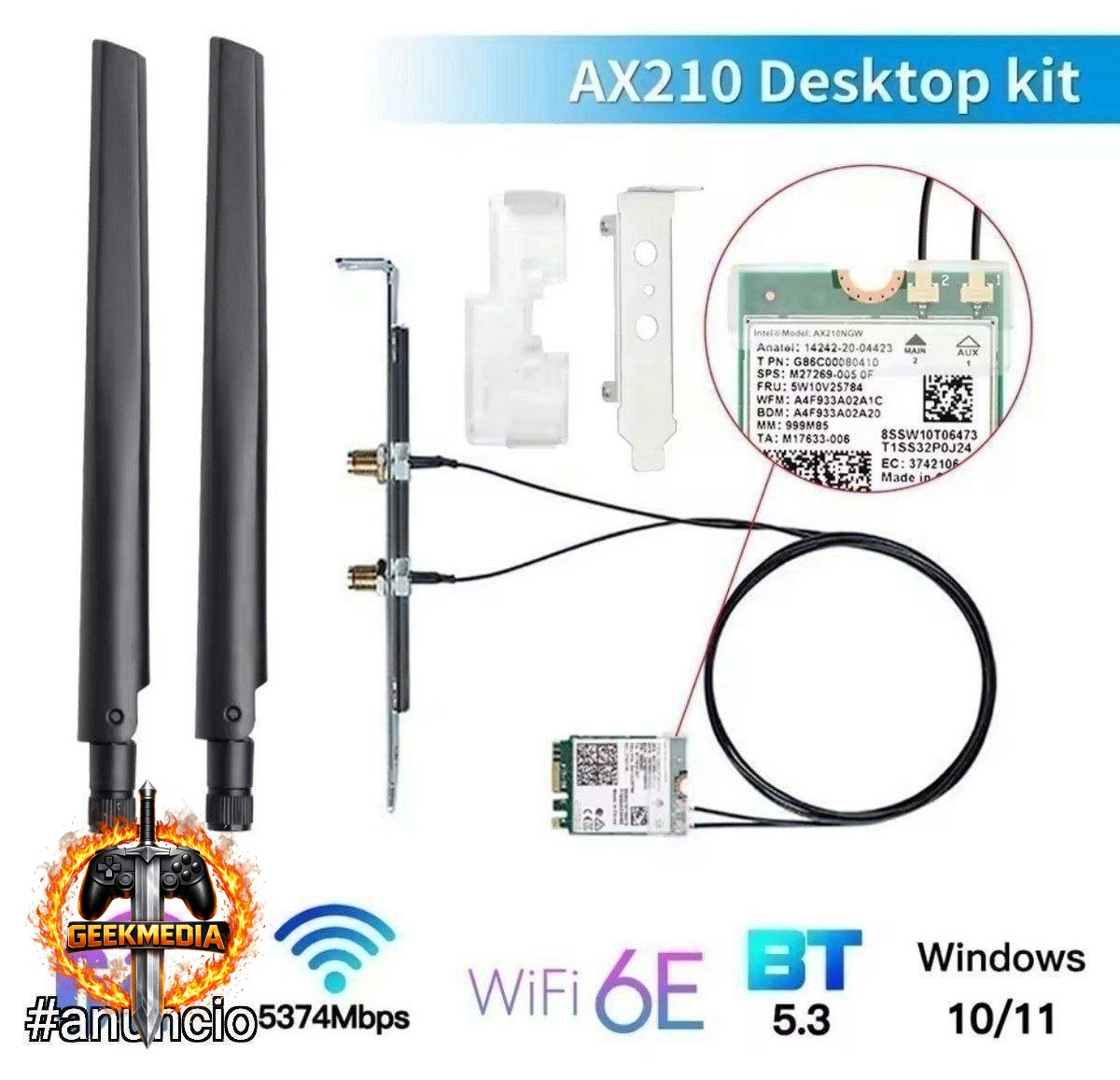 Placa Wifi 6E Ax210  Bluetooth 5.3