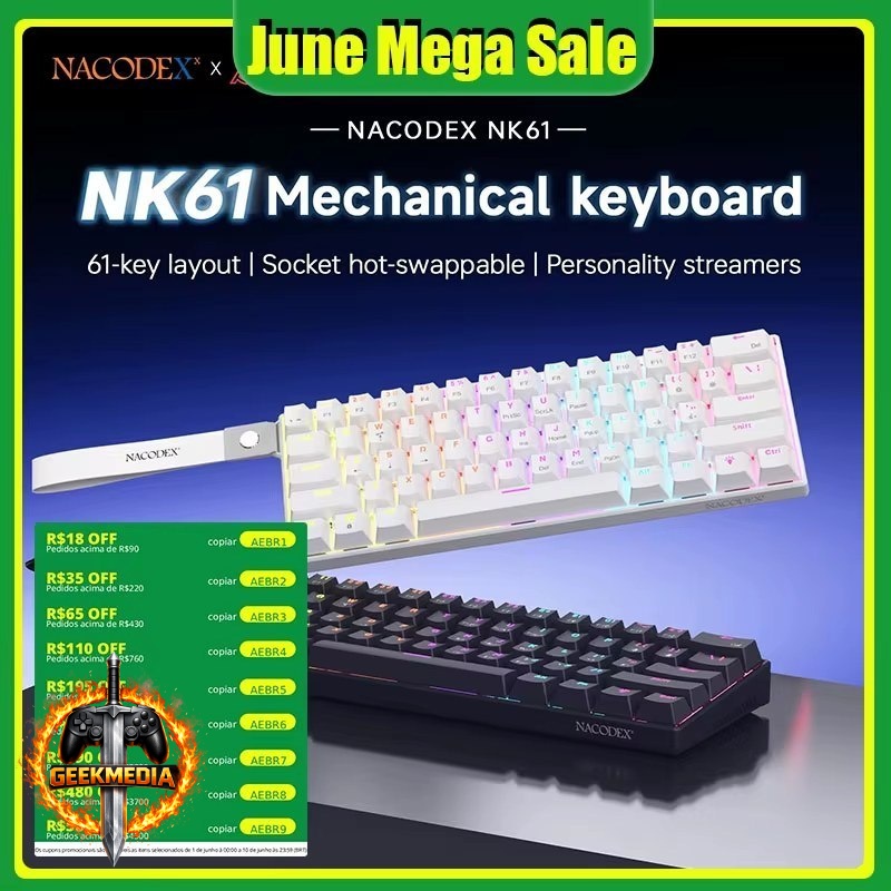 Teclado Mecanico Ajazz X Nacodex NK61, Switch Red