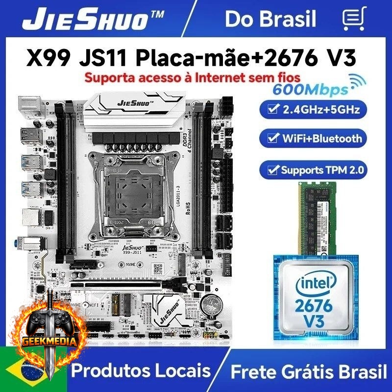 Kit X99 Jieshuo JS11 White Argb  Xeon 2676 V3  16GB DDR3