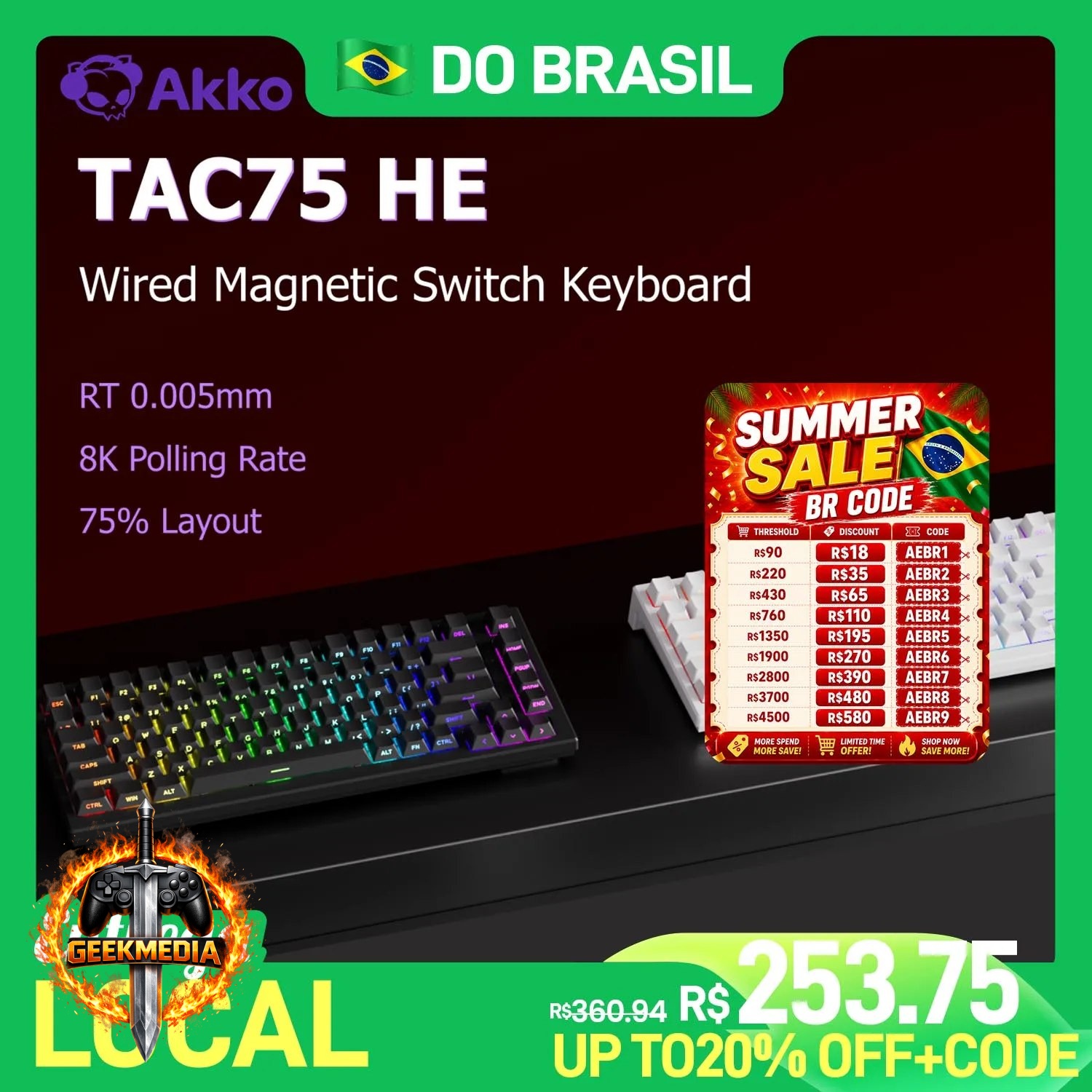 Teclado Akko TAC75 HE Magnético 75%