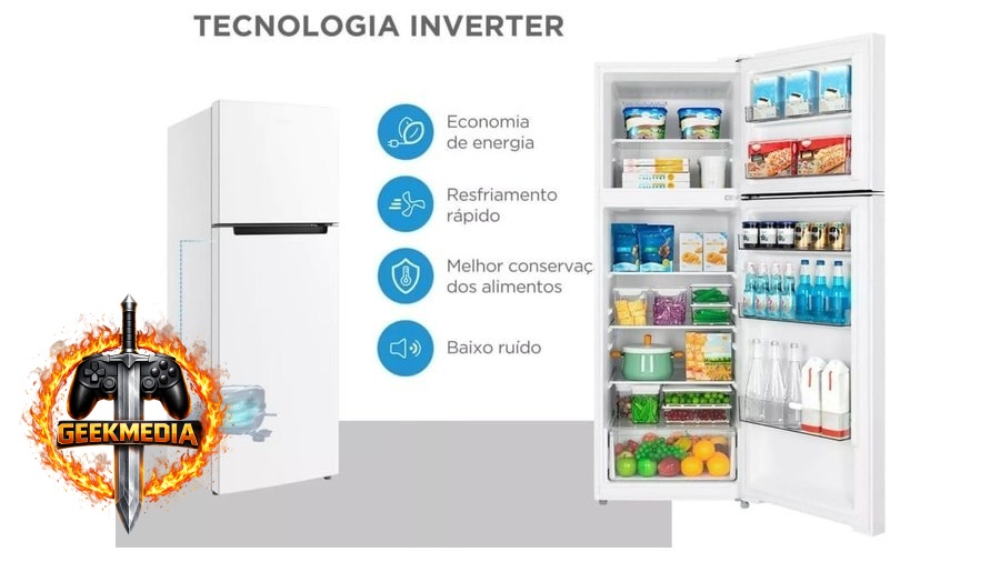 Geladeira Inverter Midea 410L RT554 Duplex Cycle Defrost