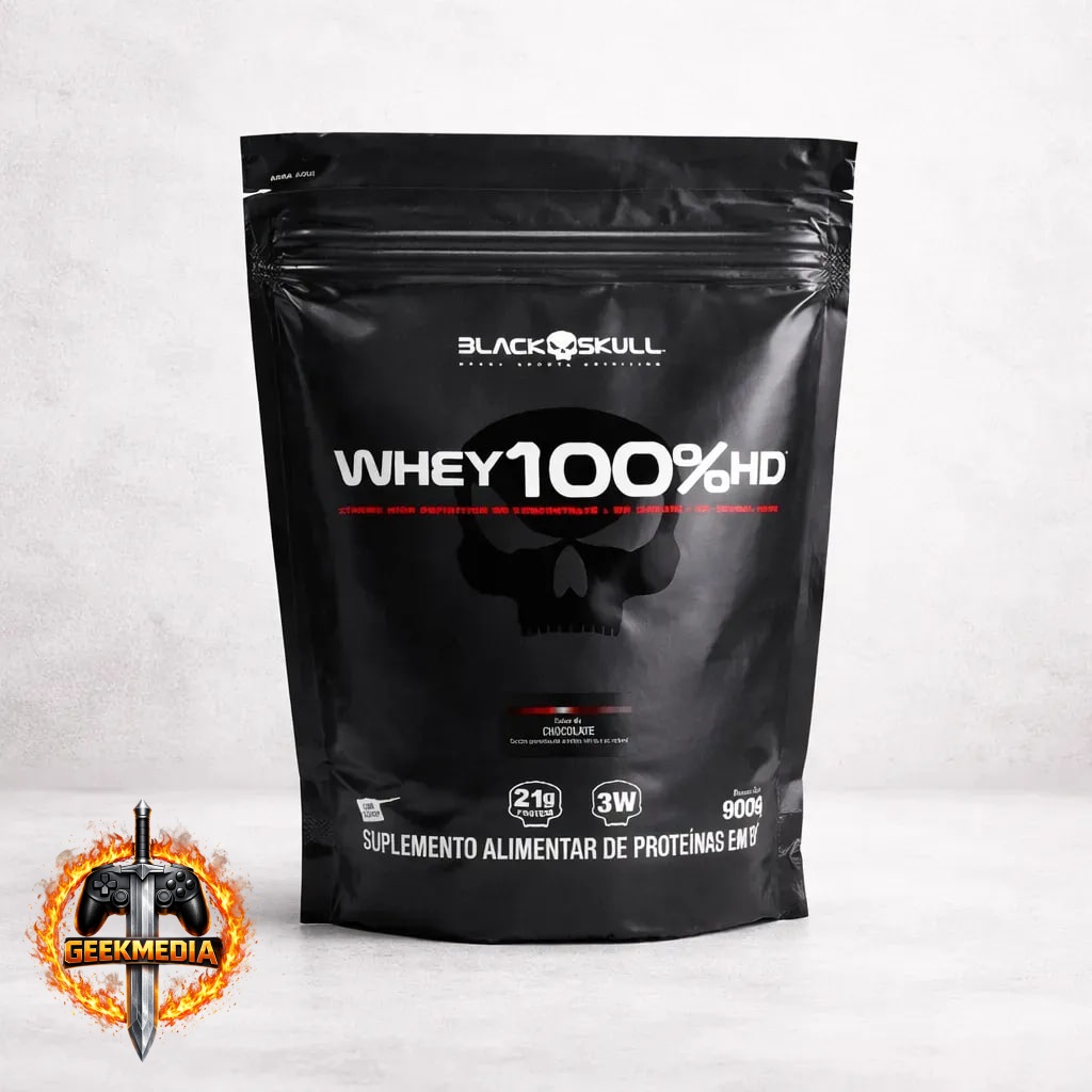 Whey 100% HD Refil Black Skull - 900g Sabor Chocolate
