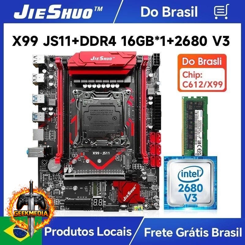 Kit Jieshuo X99 JS11  Processador 2680v3  16GB DDR4