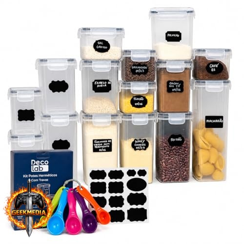 Decolab Kit Potes Herméticos Plástico com Vedação BPA Free