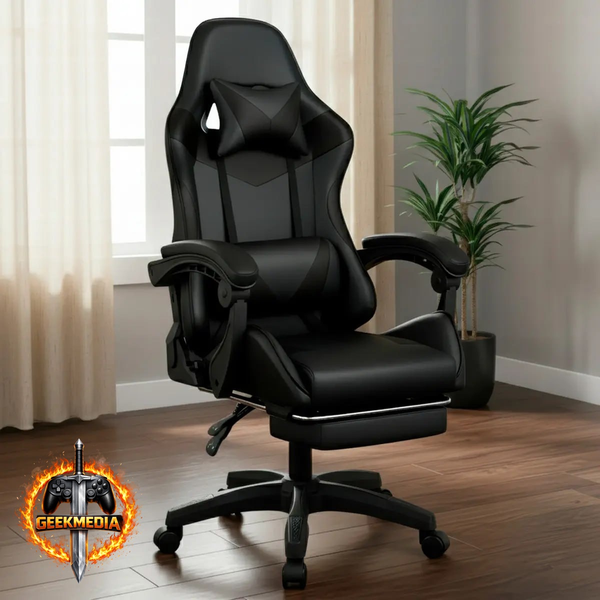 Cadeira Gamer Ergonômica Giratória 360 Luxo - Preto