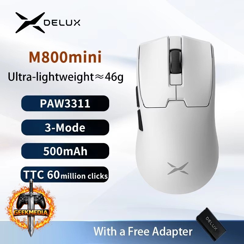 Mouse Gamer Delux M800mini Sem Fio 46g PAW3311