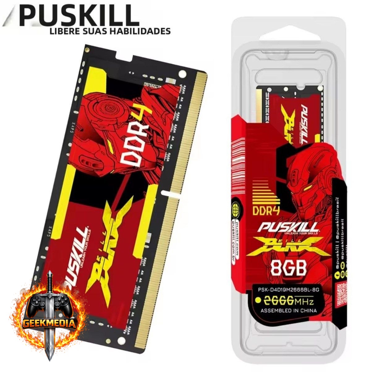 Memória DDR4 Notebook 1x8GB 2666mhz Puskill