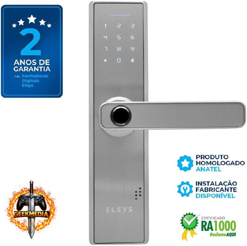 Fechadura Digital Biometria Elsys ESF-DE2000B - Prata