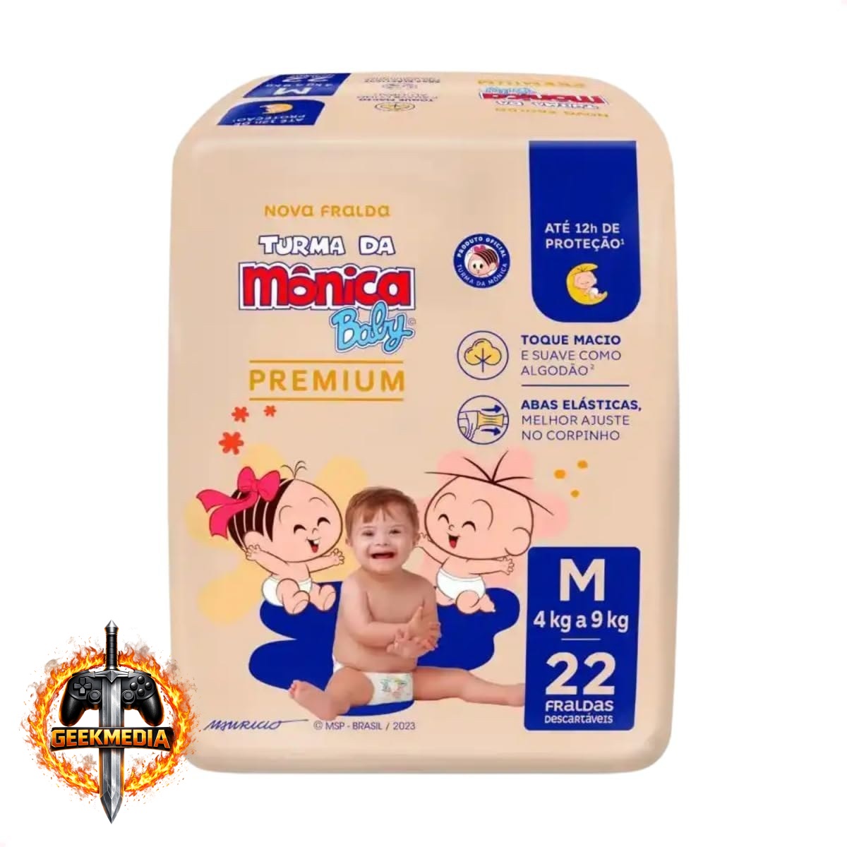 Turma da Mônica Baby Premium Jumbo M 22 Unidades