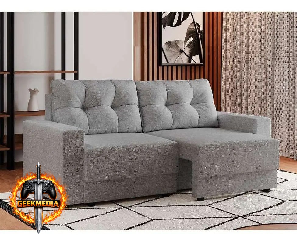 Sofá 3 Lugares Retrátil Lubeck Linho Cinza