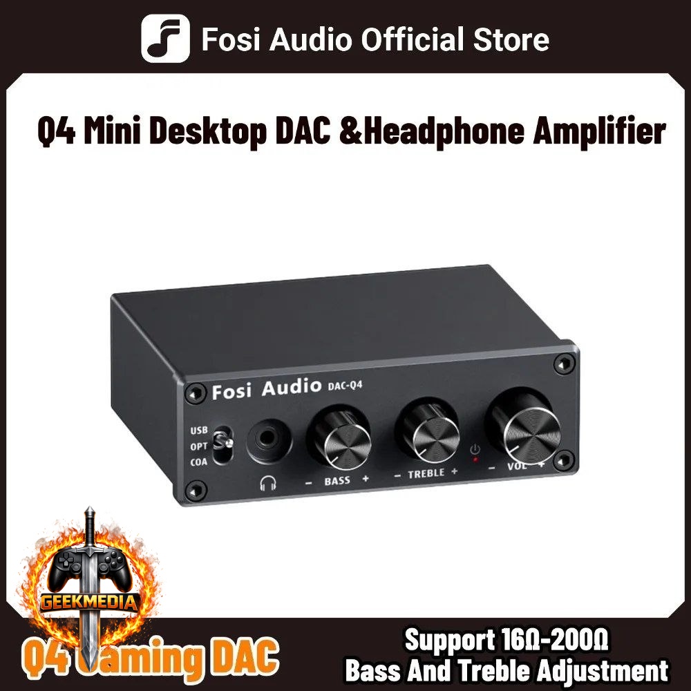 Fosi Audio Q4 Mini Estéreo USB Gaming DAC & Amplificador