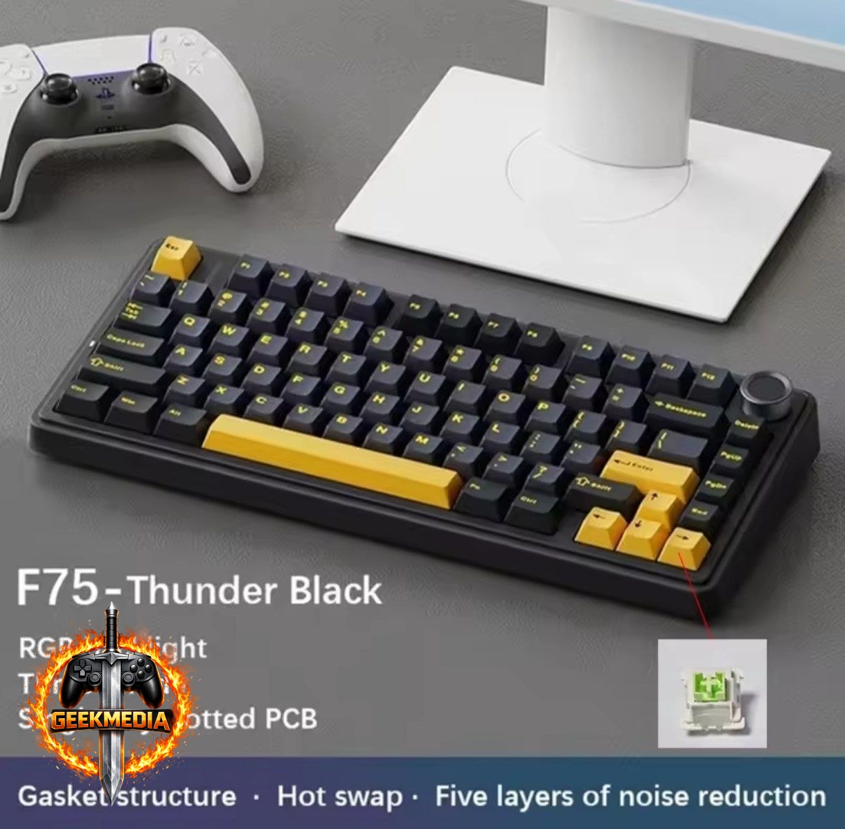 Teclado Mecânico AULA F75 75% Hot Swap Tri-mode