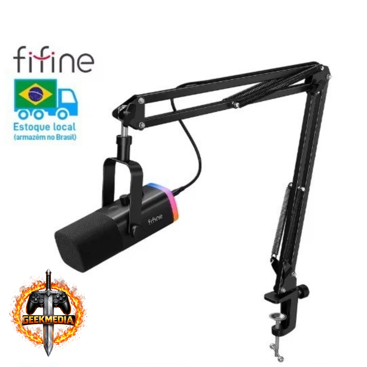Microfone Fifine Ampligame AM8T USB/XLR  Suporte Articulado