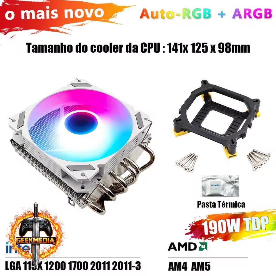 Air Cooler Low Profile aRGB Wovibo 6 Heatpipes 120mm