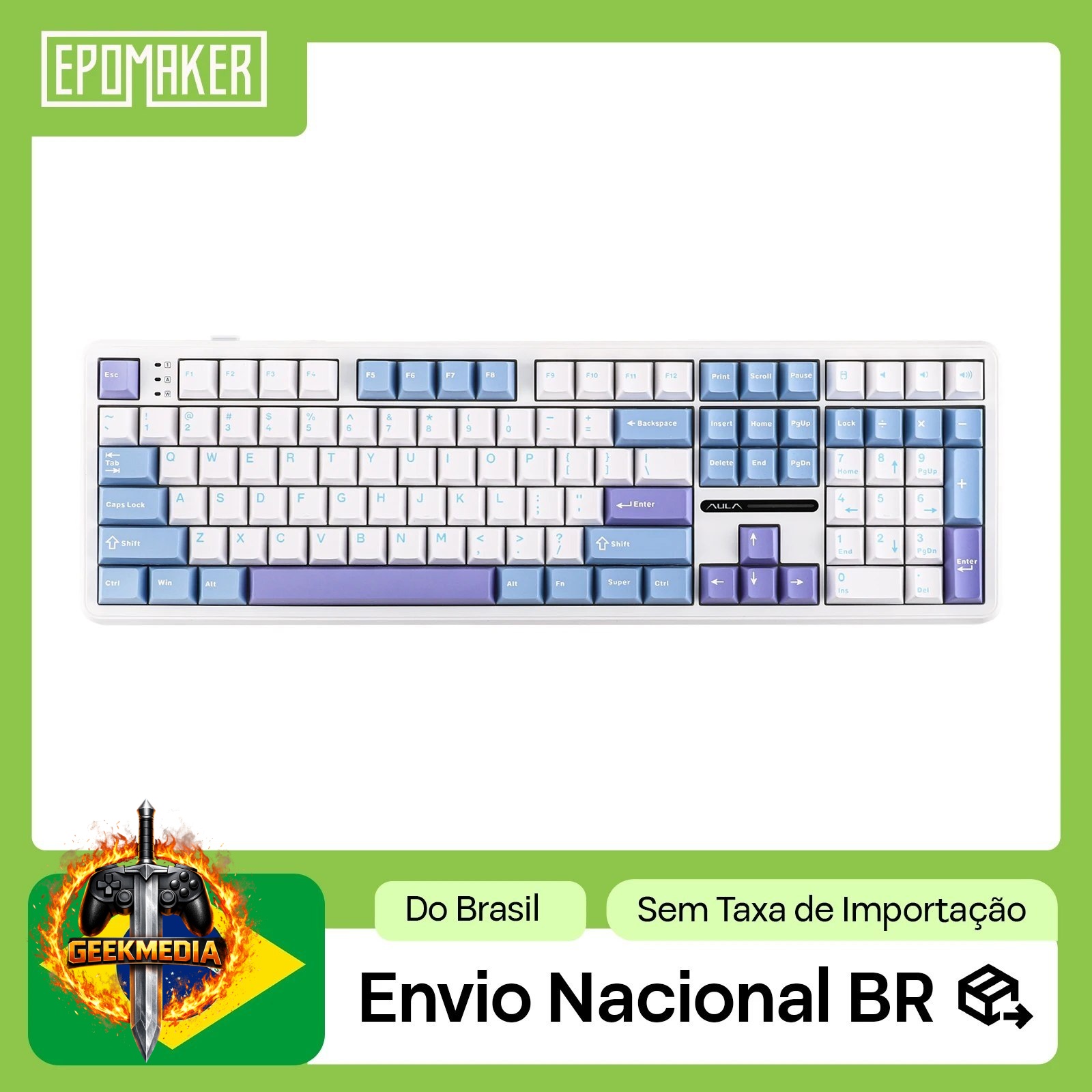 Teclado Mecânico EPOMAKER x AULA F108 Tri-Mode RGB