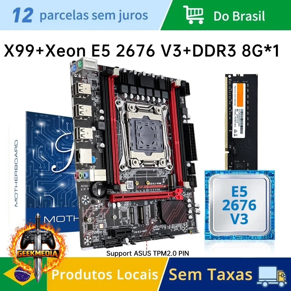 Kit X99 Mougol D4  Xeon 2676 V3  8GB DDR3