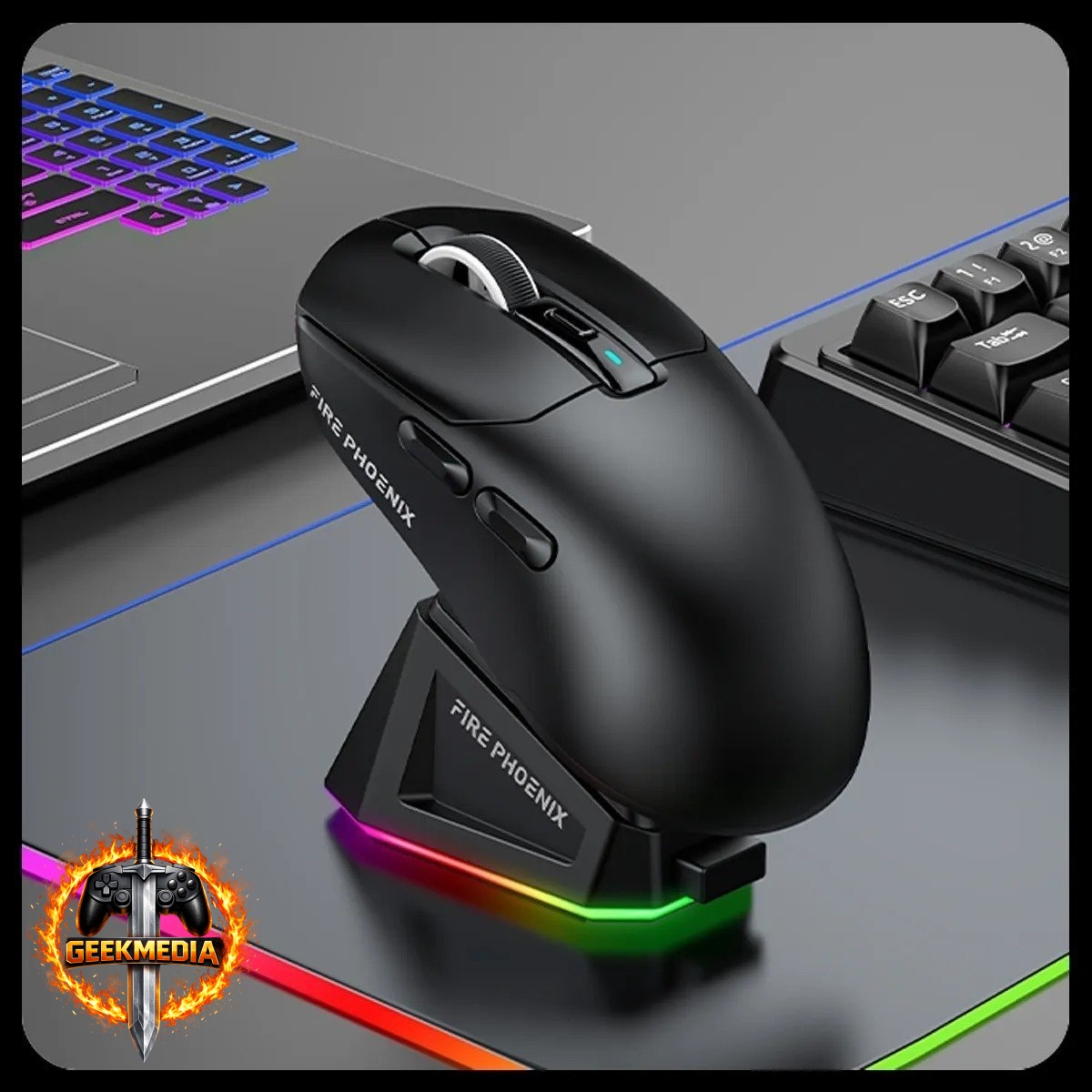 Mouse Gamer Sem Fio Fire Phoenix 24000dpi Paw3311 Preto