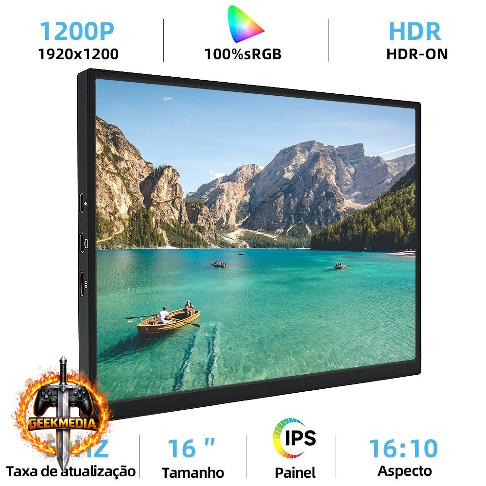 Monitor Portátil ZSUS 16 Polegadas 1920x1200P 60Hz