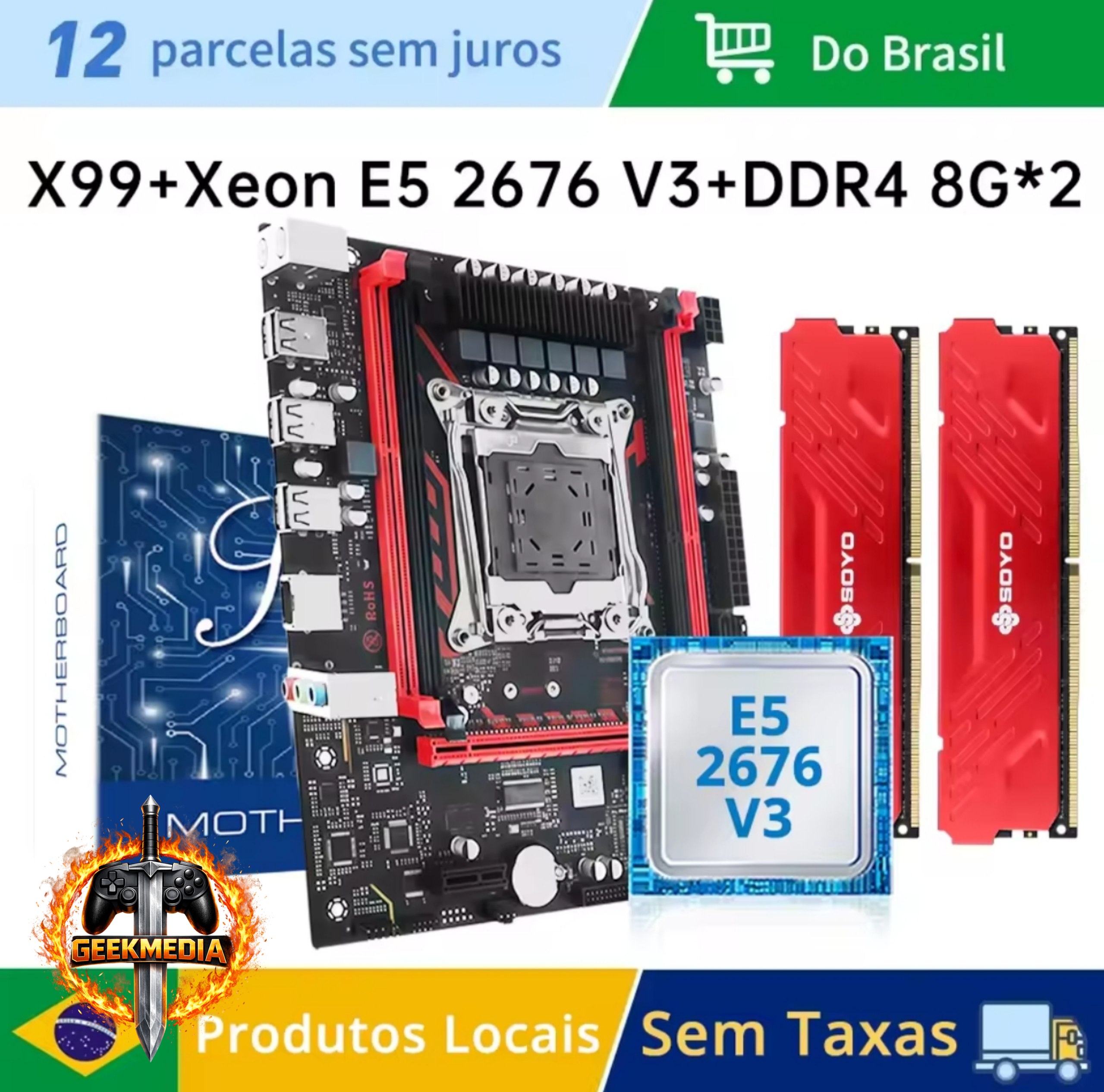 Kit x99 Mougol D3  Xeon 2676v3  2x8GB DDR3