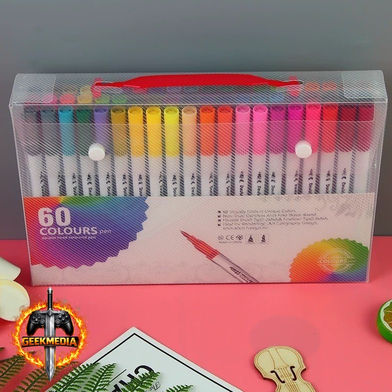 Kit 60 Canetas Brush Ponta Pincel Lettering