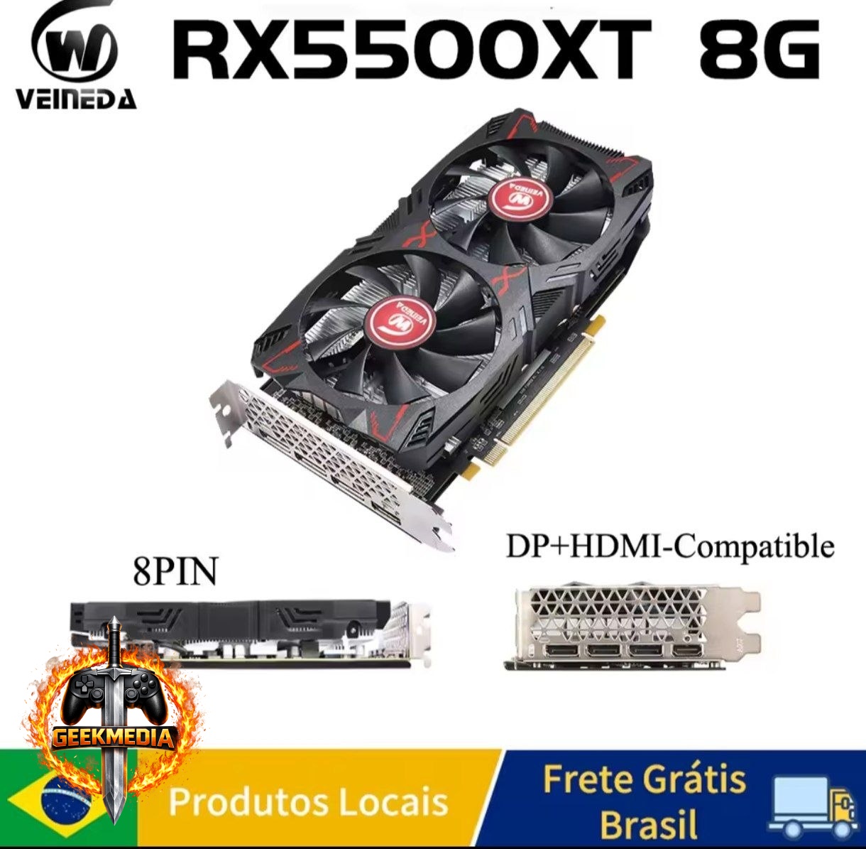 Placa de Vídeo RX 5500 XT 8GB GDDR6