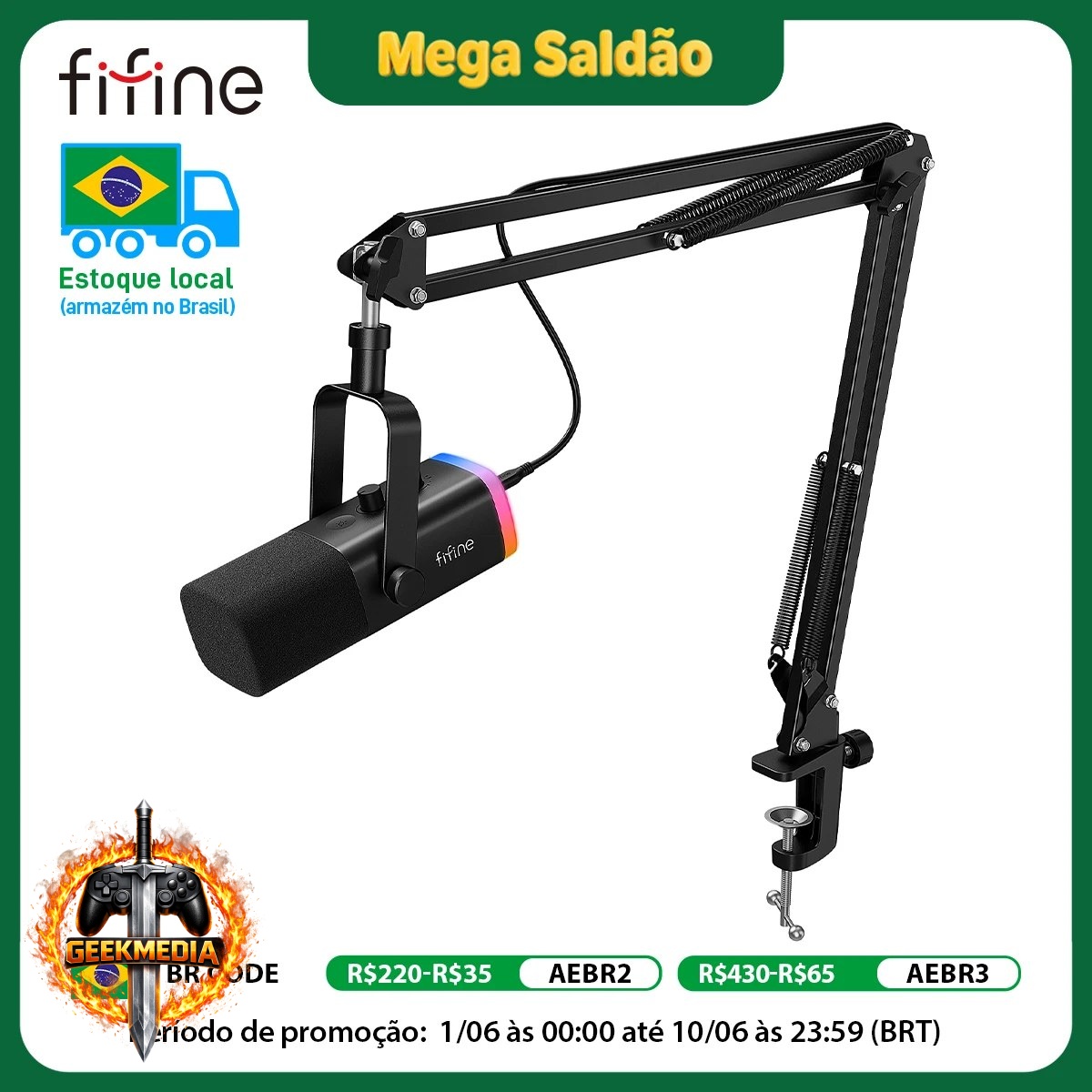 Kit Microfone FIFINE AM8T XLR e USB