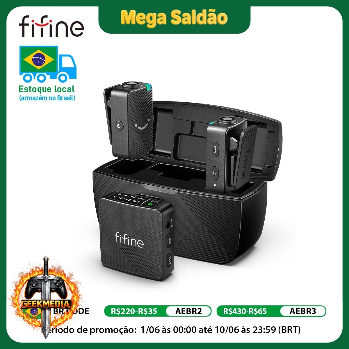 Microfone de Lapela FIFINE M9 Sem Fio