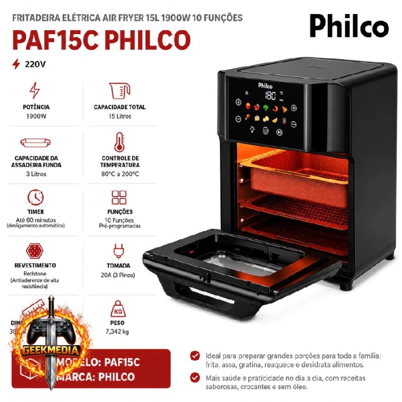Air Fryer Fritadeira Philco PAF15C 15 Litros 1900W