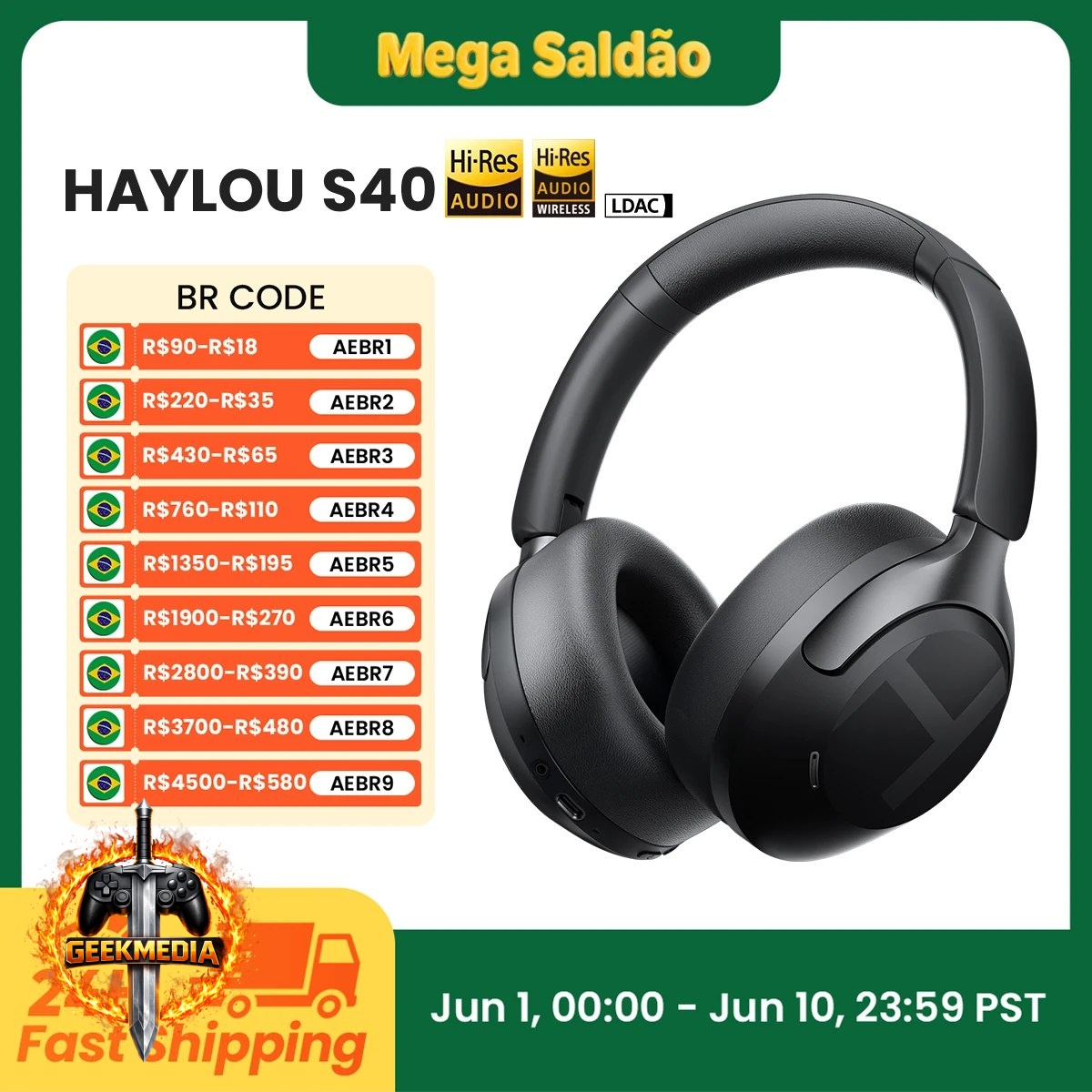 Headphone Haylou S40 ANC 50dB Hi-Res LDAC