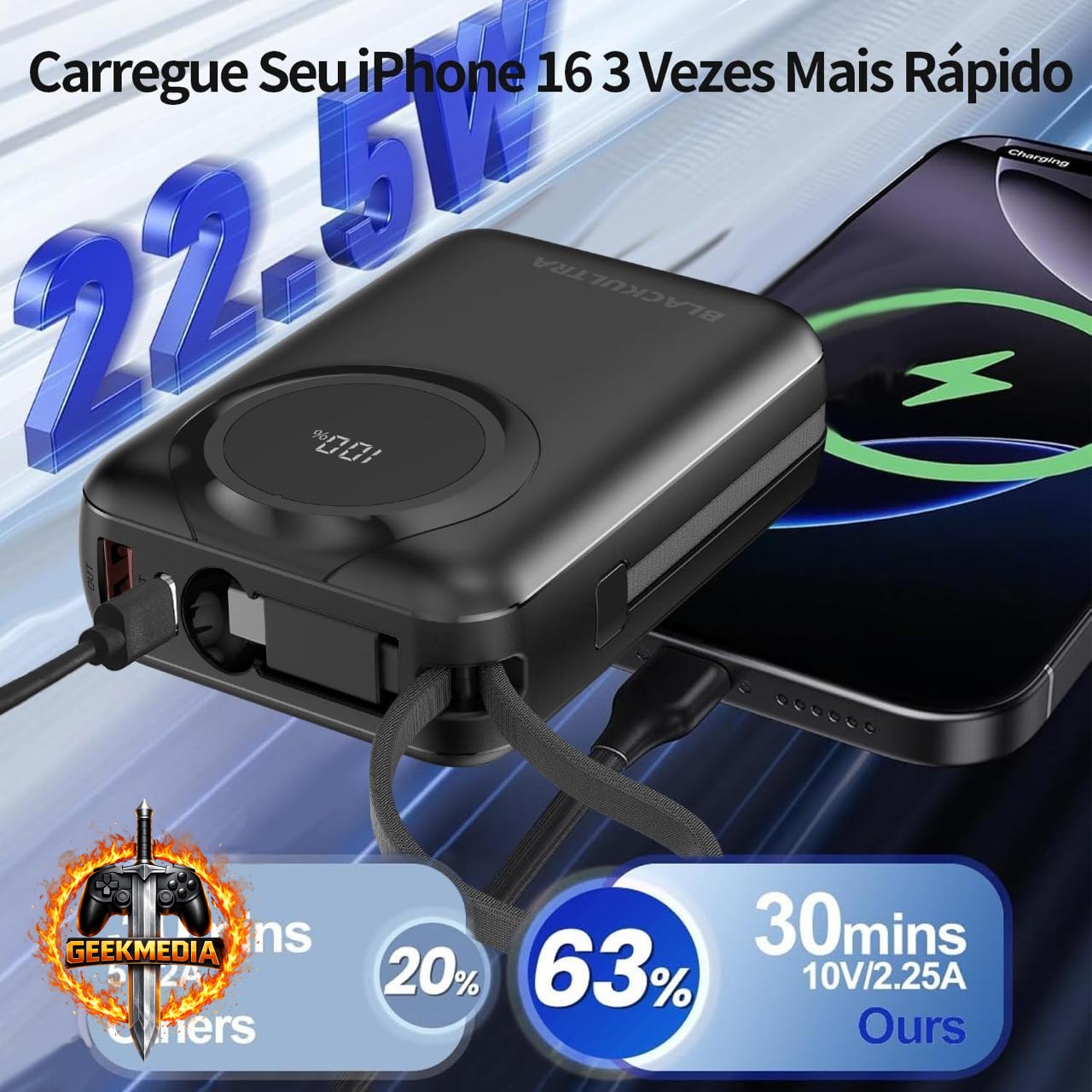 Power Bank Blackultra 20000mAh 22.5W com Display LED
