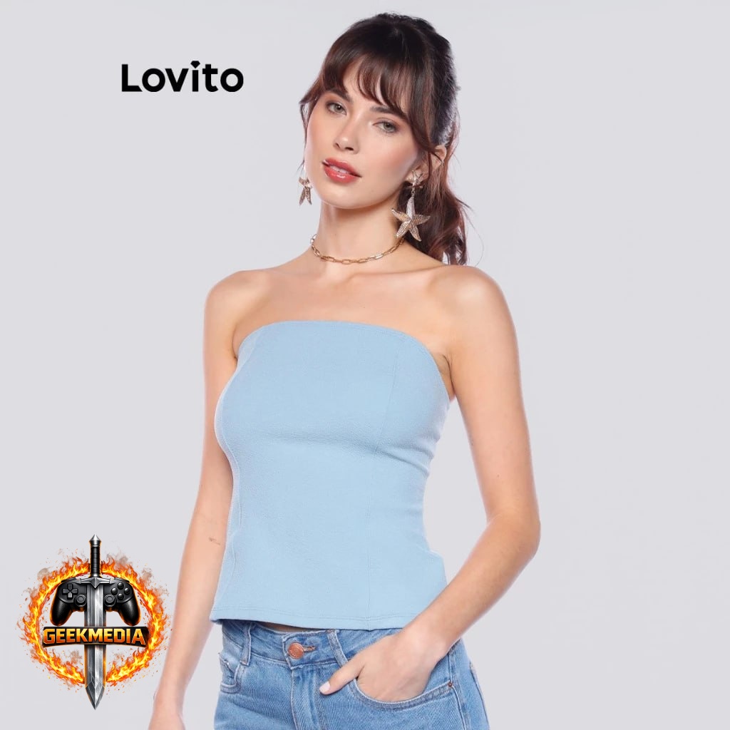 Lovito Blusa Casual Feminina Sem Alça TKB967BRL997