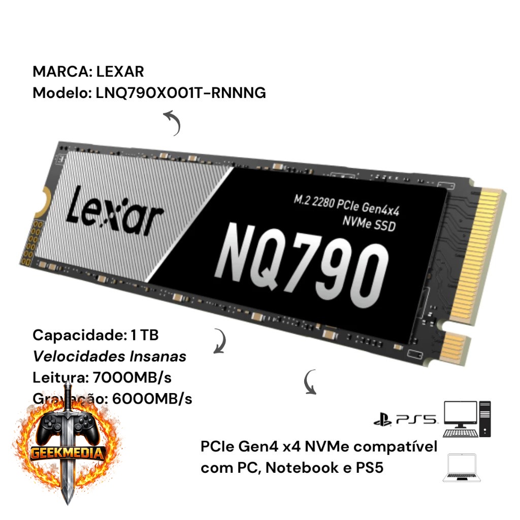 SSD Lexar NQ790 1TB M.2 2280 PCIe NVMe