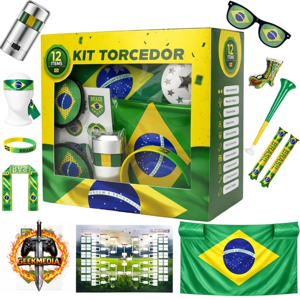 Kit Torcedor Copa 2026 Bandeira Brasil Completo