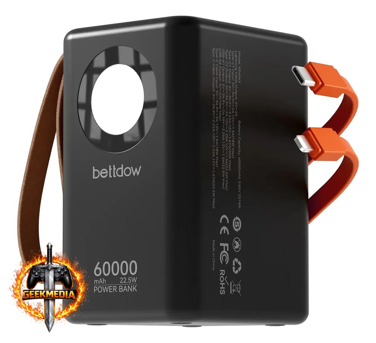 Powerbank 60000mAh Carregador Portátil 22.5W Carga Rápida