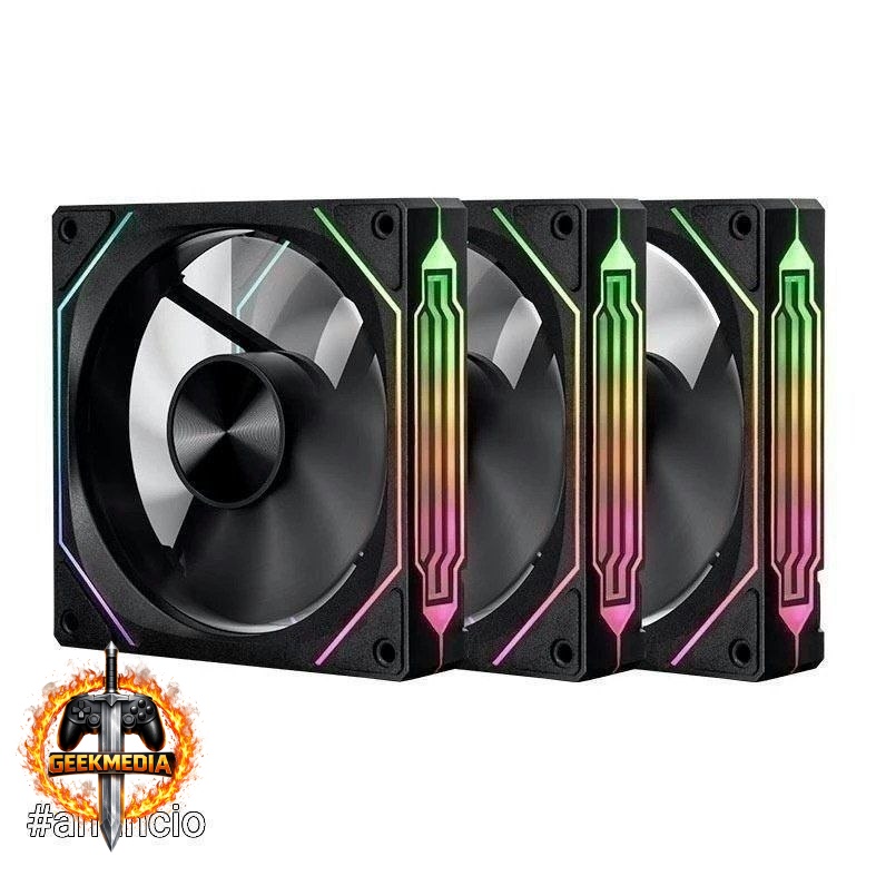 Kit Ventoinhas Pichau Ventus NX Reverse, ARGB, 3x120mm, Preto