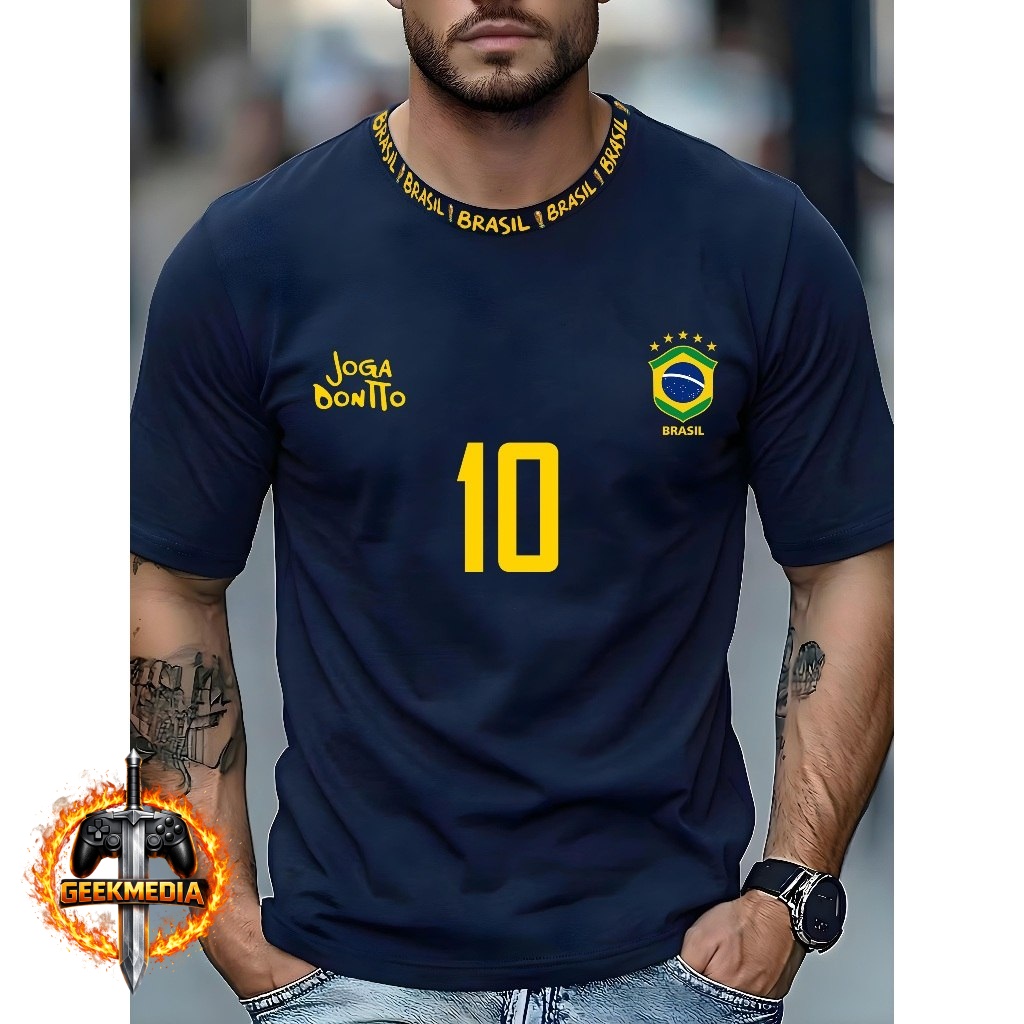 Camiseta Masculina Brasil 100% Algodão Plus Size