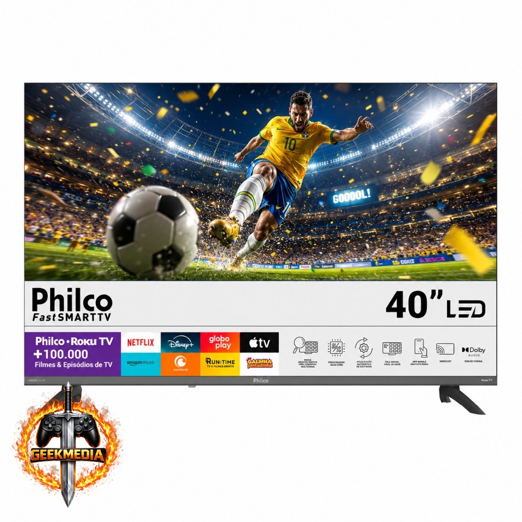 Smart TV LED 40" FullHD Philco P40CRA Roku