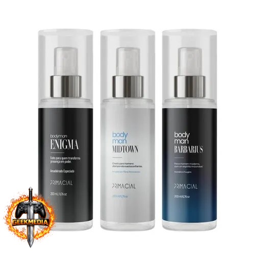 Kit Body Splash Masculino Barbarius  Enigma  Midtown 200ml