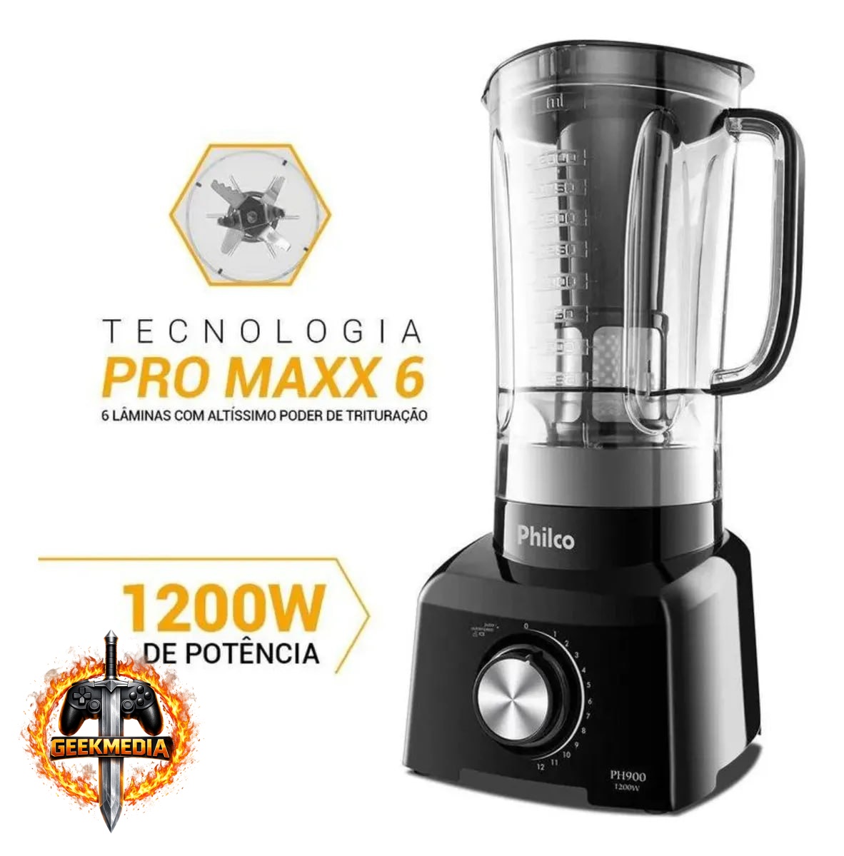 Liquidificador Philco PH900 1200W 3L 12 Velocidades