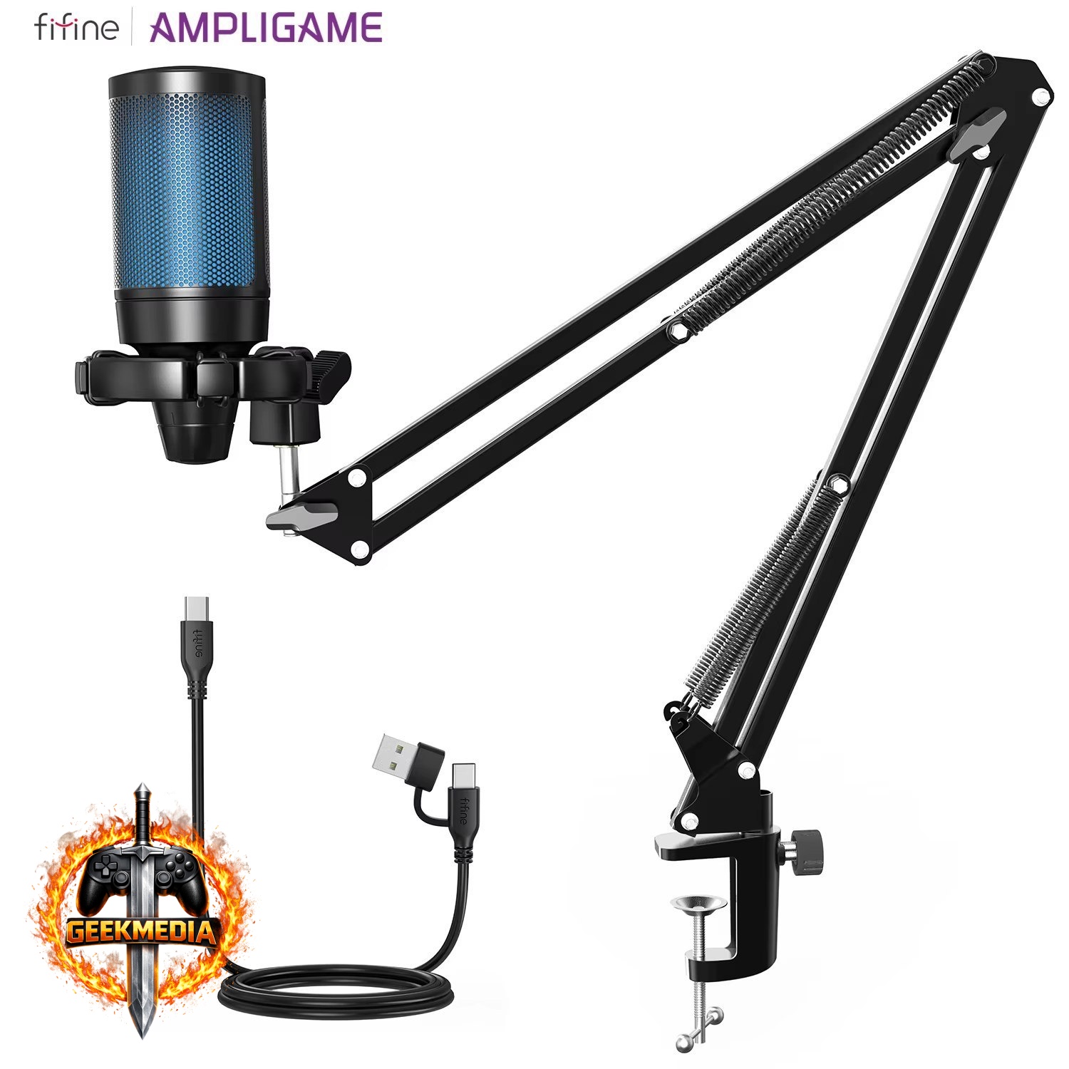 Microfone Fifine Ampligame A2T  Braço Articulado