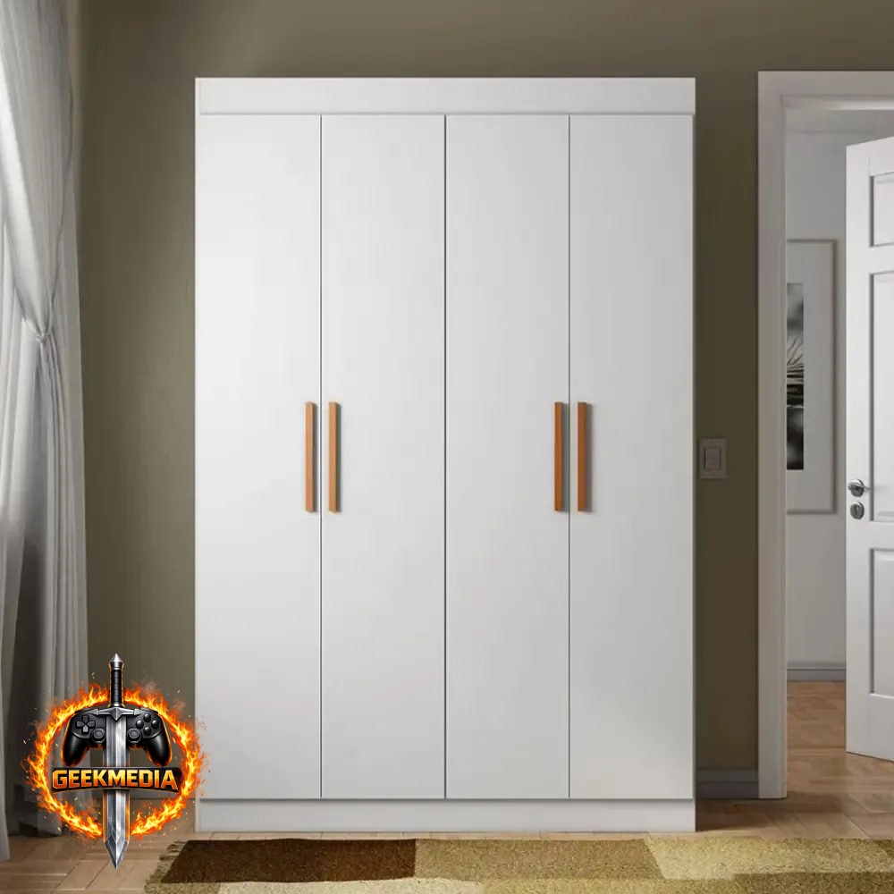 Guarda-roupa Ville 4 Portas 2 Gavetas Bartira Branco