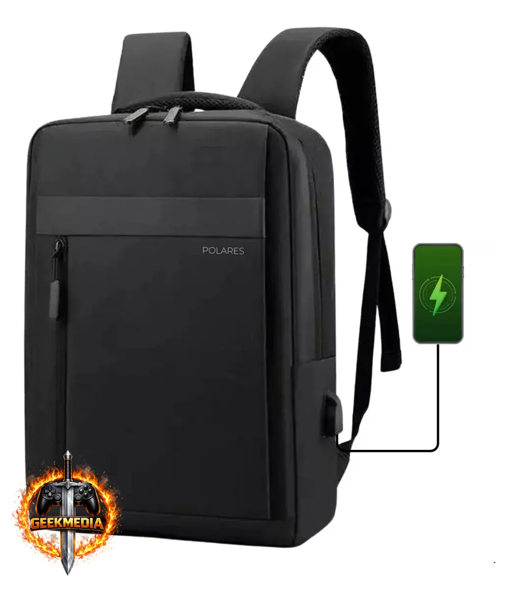 Mochila Polares Notebook 15.6 Executiva USB Premium Preto