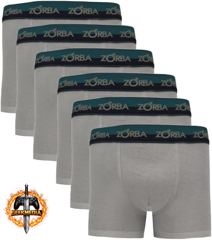 Kit 6 Cuecas Zorba Boxer Max 702 - Marinho/Preto/Grafite