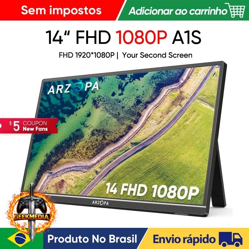 Monitor Portátil Arzopa A1S 14" IPS, 1080P FHD, 1ms