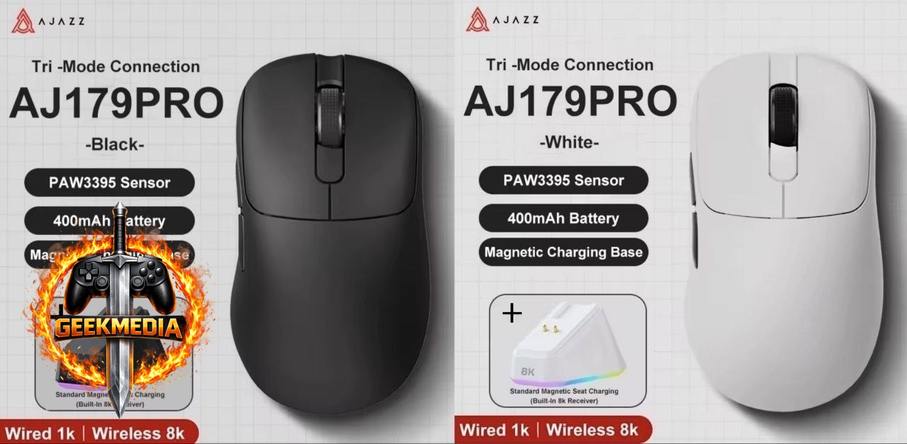 Mouse Gamer Sem Fio AJAZZ AJ179 PRO PAW3395