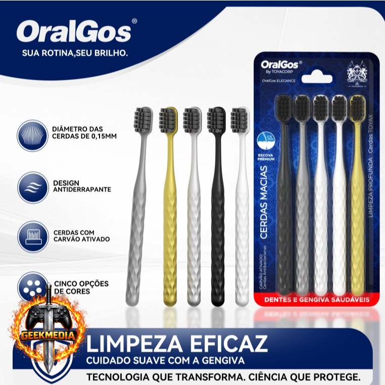Escova de Dente OralGos Kit 5 Unidades Cerdas Macias