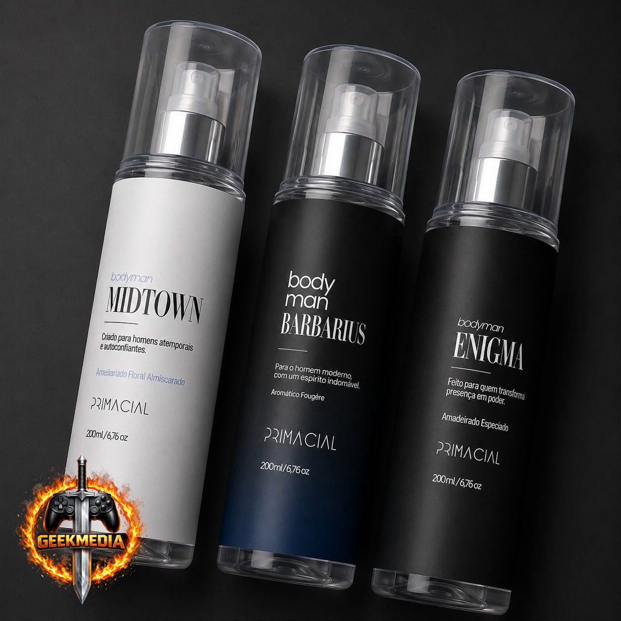 Kit Body Splash Masculino Barbarius  Enigma  Midtown 200ml